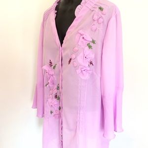 Denim 24/7 Amethyst sheer blouse size 20W